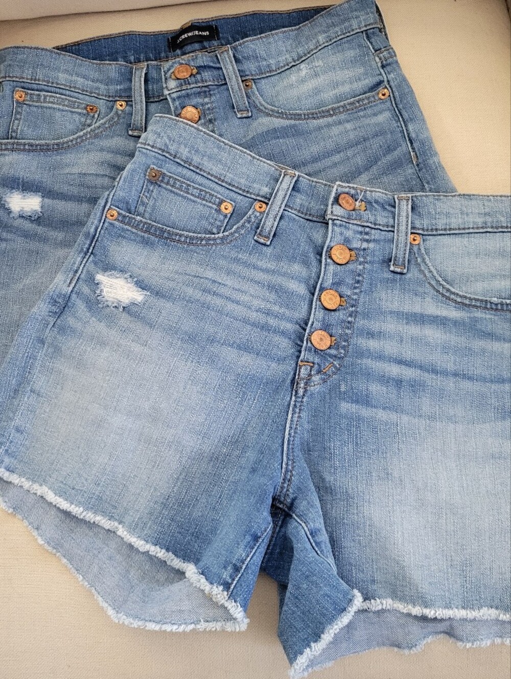 J. Crew Light Blue Distressed Button-Fly Denim Shorts (Pair)